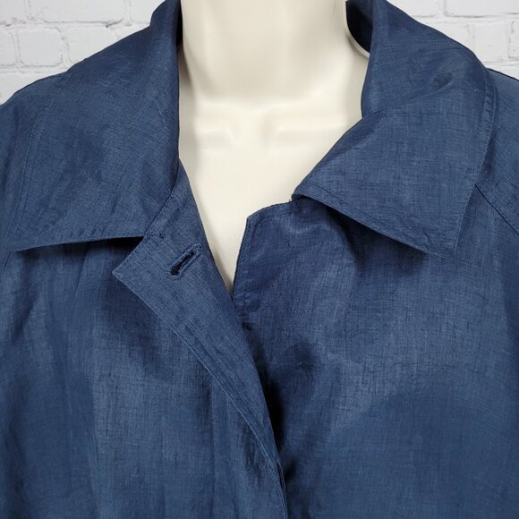 VTG Komitor Navy Buttoned Removable Liner Pockets Trench Coat 20W - Picture 6 of 16